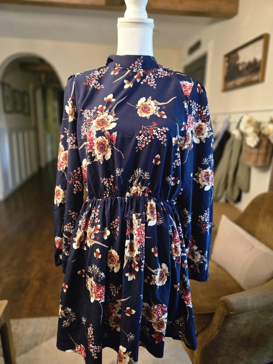 Amazon Dresses & Skirts - Amazon Navy Floral Long Sleeve Dress